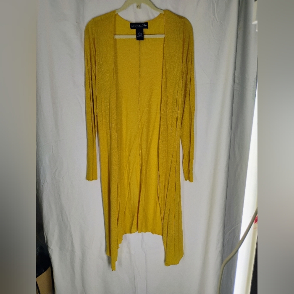 Colleen Lopez Yellow Cardigan Sweater Asymmetrical Lightweight